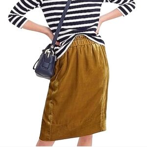 J. Crew Luxe Velvet Pull On Skirt Velour Mustard Gold Fall 2017 Jewel Tone MD